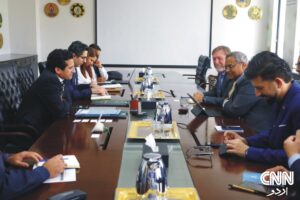 Pakistan’s Petroleum Minister Ali Pervaiz Malik meets with World Bank's Regional Director Pankaj Gupta to discuss energy sector collaboration.