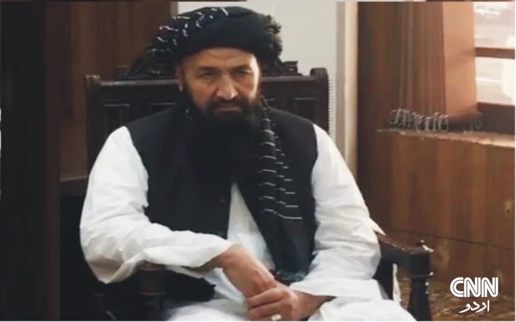 Afghan Consul General Hafiz Mohibullah Shakir addressing a press conference in Peshawar.