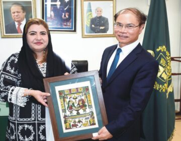 Vietnamese Ambassador Pham Anh Tuan meets Parliamentary Secretary Saba Sadiq at the Ministry of Human Rights in Islamabad