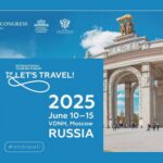 Delegates attending the Let’s Travel! International Tourist Forum 2025 in Moscow, showcasing global tourism potential with cultural exhibitions and business networking events.