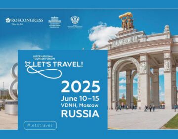 Delegates attending the Let’s Travel! International Tourist Forum 2025 in Moscow, showcasing global tourism potential with cultural exhibitions and business networking events.