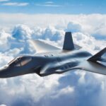 A Chinese J-35 stealth fighter jet in flight against a blue sky, symbolizing Pakistan's new defense partnership with China.